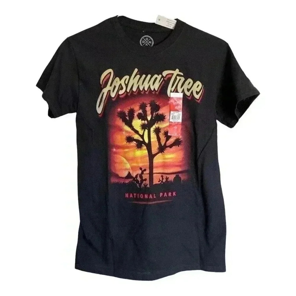 DOM JOSHUA TREE NATIONAL PARK BLACK Short Sleeve Crew Neck T-Shirt Sz S 34/36